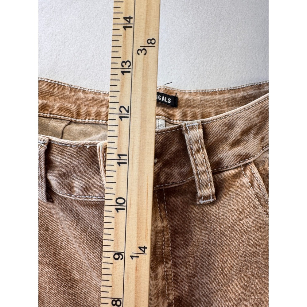 Flamingals Womens M Brown Acid Wash Cargo Jeans Y2K Utility Flare Pants - Picture 6 of 10